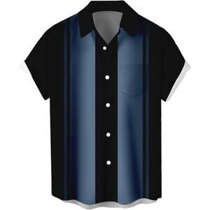 Men's Short Sleeve Button Up Hawaiian Shirt 1950s Vintage Bowling Shirts